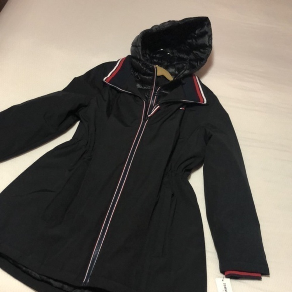 Tommy Hilfiger coat jacket women’s size large w attached‎ vest black w hood - Picture 15 of 16